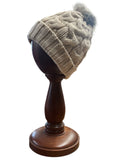 8 Ply Chunky Cable Lambswool Beanie with Faux Fur Pompom - Caledonia Lifestyle Peebles