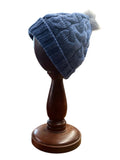 8 Ply Chunky Cable Lambswool Beanie with Faux Fur Pompom - Caledonia Lifestyle Peebles