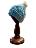 8 Ply Chunky Cable Lambswool Beanie with Faux Fur Pompom - Caledonia Lifestyle Peebles