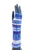 Fair Isle Knit Lambswool Wrist Warmers - Denim Blue Caledonia Lifestyle Peebles