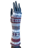 Fair Isle Knit Lambswool Wrist Warmers - Silver Grey Caledonia Lifestyle Peebles