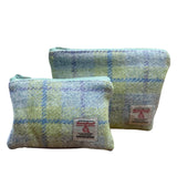 Harris Tweed Make-up Bag - Pastel Lime Check Caledonia Lifestyle Peebles