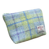 Harris Tweed Make-up Bag - Pastel Lime Check Caledonia Lifestyle Peebles