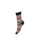 Ladies Fair Isle Short Socks - Navy Caledonia Lifestyle Peebles