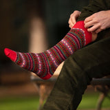 Men's Fair Isle Socks - Tartan Red Caledonia Lifestyle Peebles