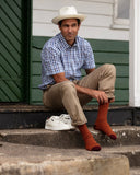 Men's Houndstooth Casual Socks - Burgundy Caledonia Lifestyle Peebles