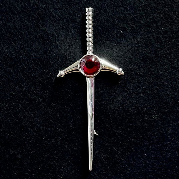Pewter Sword Kilt Pin - Red Stone Caledonia Lifestyle Peebles