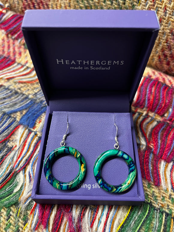 Heathergems Sterling Silver Hoop Drop Earrings Caledonia