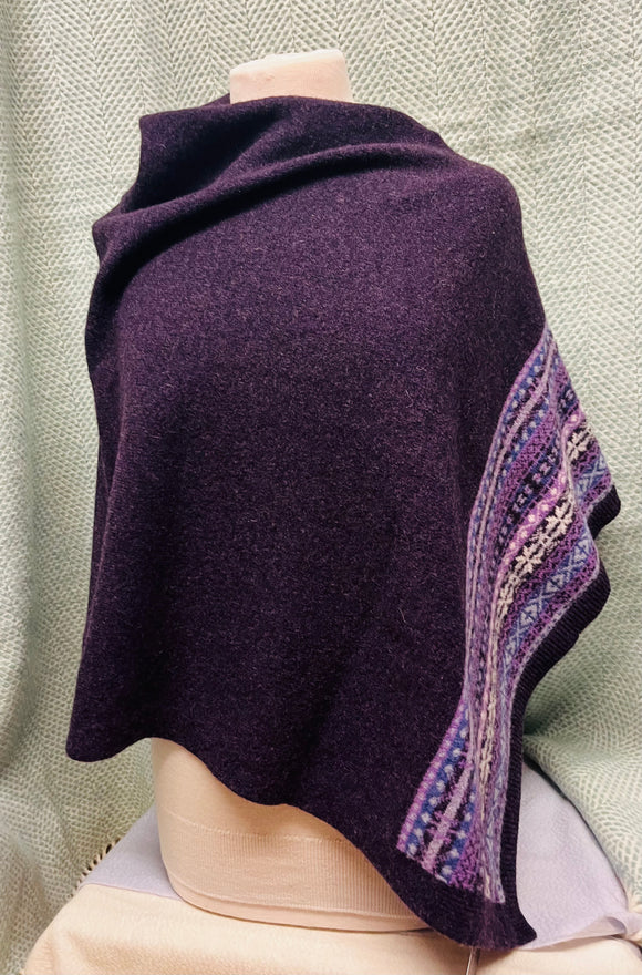 Purple Fairisle Lambswool Poncho by Teviot Knitwear Caledonia Lifestyle Peebles