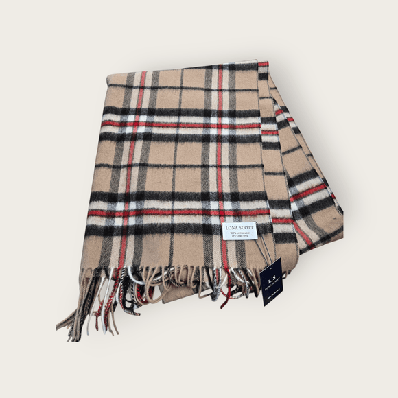 Camel Thomson Women’s Pure Lambswool Shawl - Caledonia Lifestyle Peebles