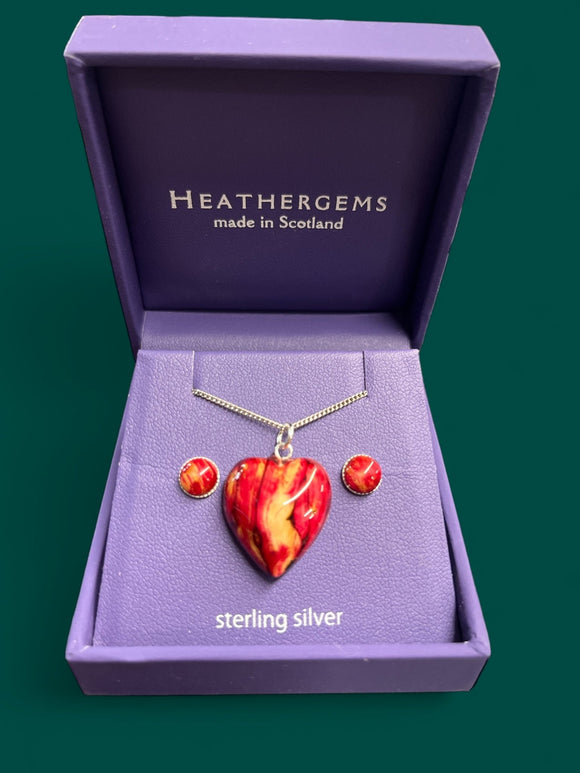 Heathergems 2 Piece Sterling Silver Heart Necklace and Studs Caledonia Lifestyle Peebles