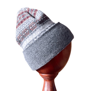 Fair Isle Knit Lambswool Hat - Silver Grey Caledonia Lifestyle Peebles