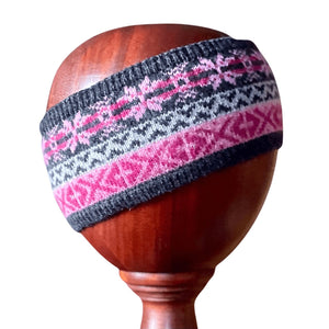 Fair Isle Knit Lambswool Headband - Lush Pink Caledonia Lifestyle Peebles