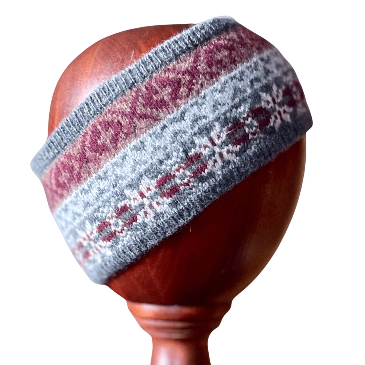 Fair Isle Knit Lambswool Headband Silver Grey Caledonia Lifestyle