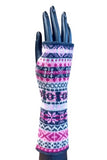 Fair Isle Knit Lambswool Wrist Warmers - Lush Pink Caledonia Lifestyle Peebles