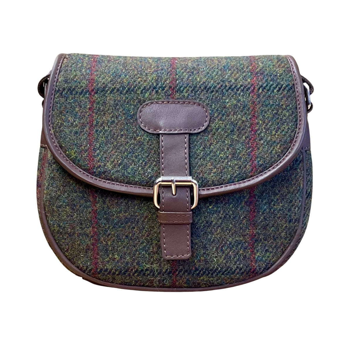 Harris Tweed Saddle Bag Green Check Caledonia Lifestyle Peebles