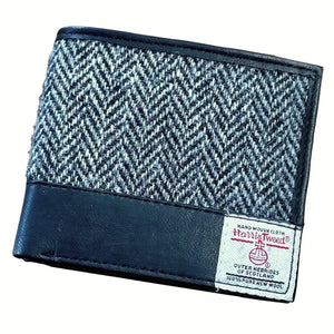 Harris Tweed Wallet - Black/Grey Herringbone Caledonia Lifestyle Peebles