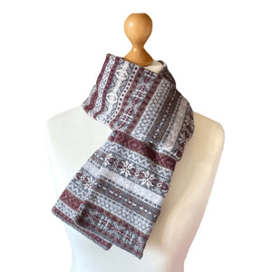 Lambswool Fair Isle Scarf - Silver Grey Caledonia Lifestyle Peebles