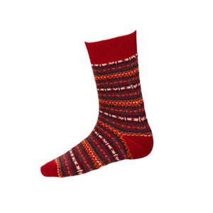Men's Fair Isle Socks - Brick Red Caledonia Lifestyle Peebles