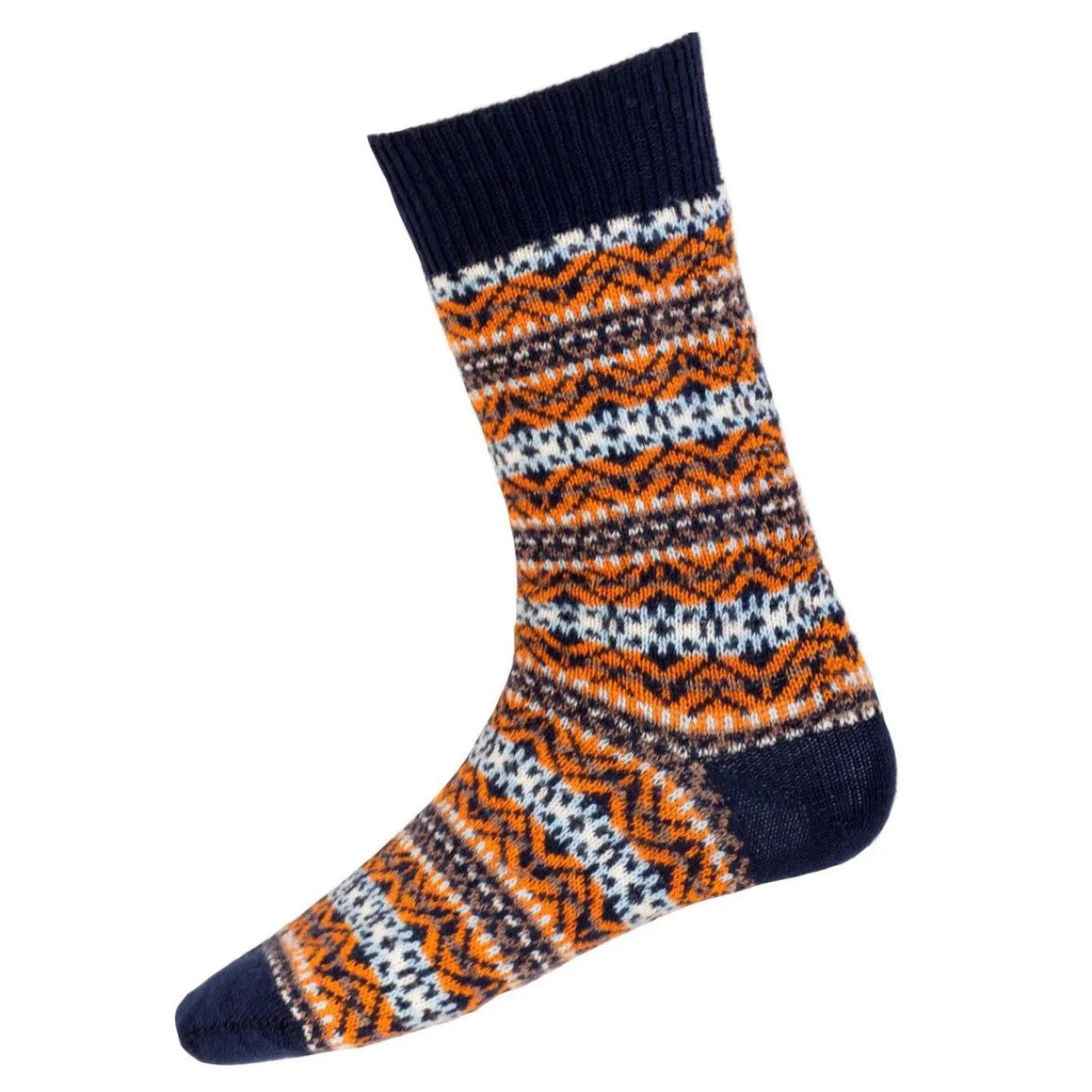 Mens Fair Isle Socks Navy Blue Caledonia Lifestyle Peebles