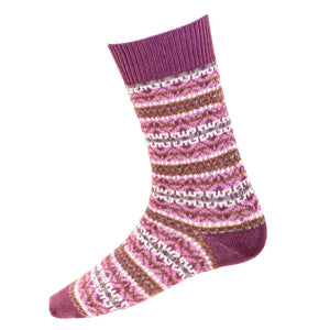 Men's Fair Isle Socks - Thistle Purple Caledonia Lifestyle Peebles