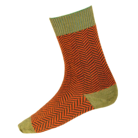 Men's Herringbone Socks - Moss Green Caledonia Lifestyle Peebles
