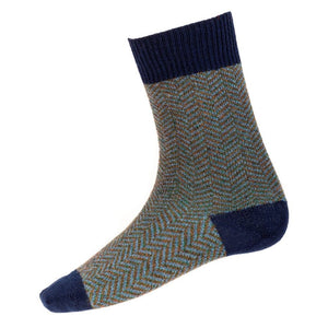 Men's Herringbone Socks - Navy Blue Caledonia Lifestyle Peebles