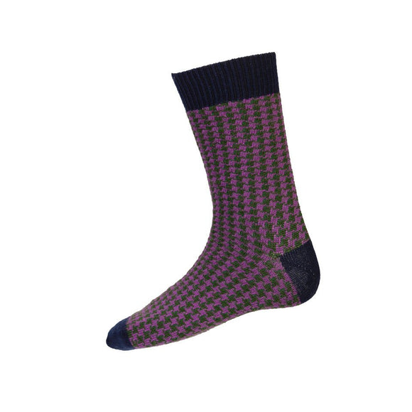 Men's Houndstooth Casual Socks - Navy Caledonia Lifestyle Peebles
