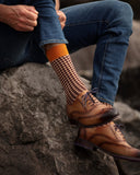 Men's Houndstooth Casual Socks - Ochre Caledonia Lifestyle Peebles