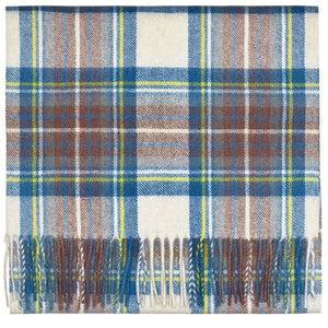 Muted Blue Stewart Tartan Lambswool Scarf Caledonia Lifestyle Peebles