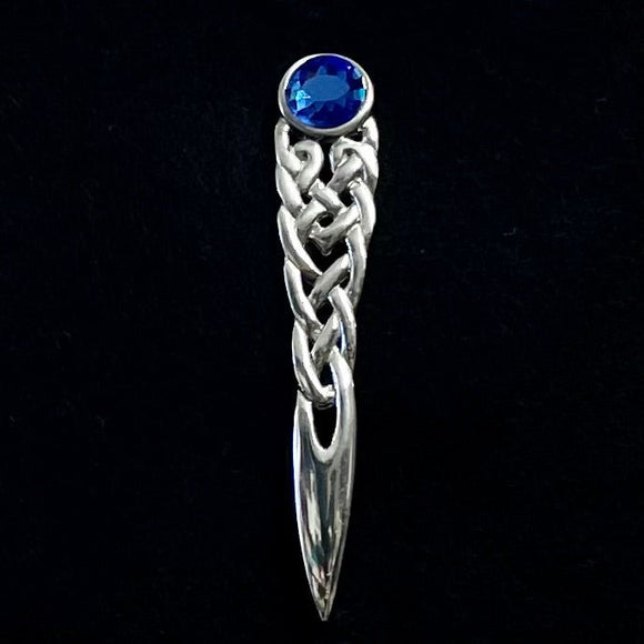 Pewter Celtic Knot Kilt Pin - Blue Stone Caledonia Lifestyle Peebles