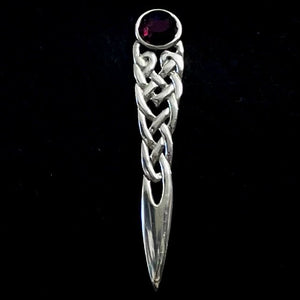 Pewter Celtic Knot Kilt Pin - Purple Stone Caledonia Lifestyle Peebles
