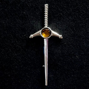 Pewter Sword Kilt Pin - Amber Stone Caledonia Lifestyle Peebles