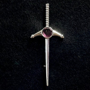 Pewter Sword Kilt Pin - Purple Stone Caledonia Lifestyle Peebles