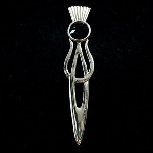 Pewter Thistle Kilt Pin - Black Stone Caledonia Lifestyle Peebles