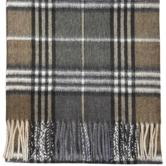 Pure Cashmere Scarf - Taupe Glen Check Caledonia Lifestyle Peebles